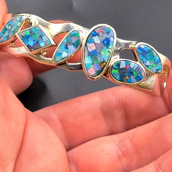 Sterling Mosaic Opal Cuff - Picture 3 of 3